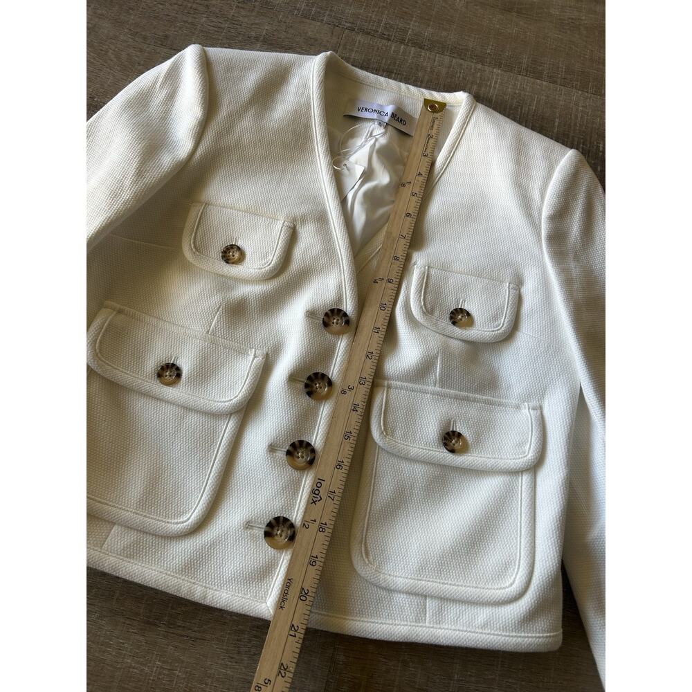VERONICA BEARD Isola Jacket Women’s 8 Off White Stretch V-Neck Designer Nwt $598 - Picture 12 of 16